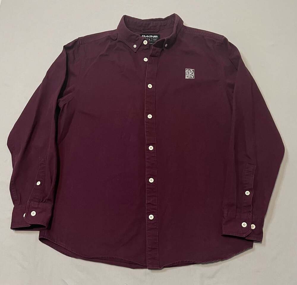 Dakine Long Sleeve Button Down Shirt Size L Burgundy Cotton